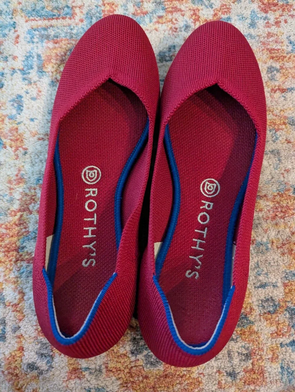 Rothy's Womens 8.5 The Flat Round Toe Ballet Flats Shoes Red Washable